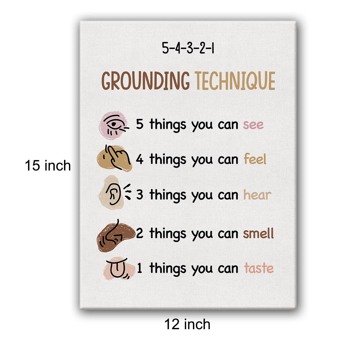 Yuzi-n Grounding Technique Print Poster Mental Health Painting Canvas Wall Art & Tabletop Decoration Home Therapy Office Artwork, Easel & Hanging Hook 12x15Inch