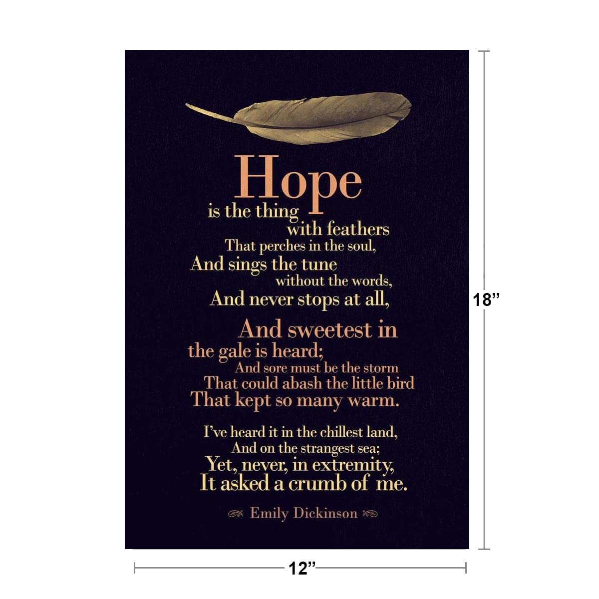 Emily Dickenson Hope Is The Thing With Feathers Purple Cool Wall Decor Art Print Poster 12x18
