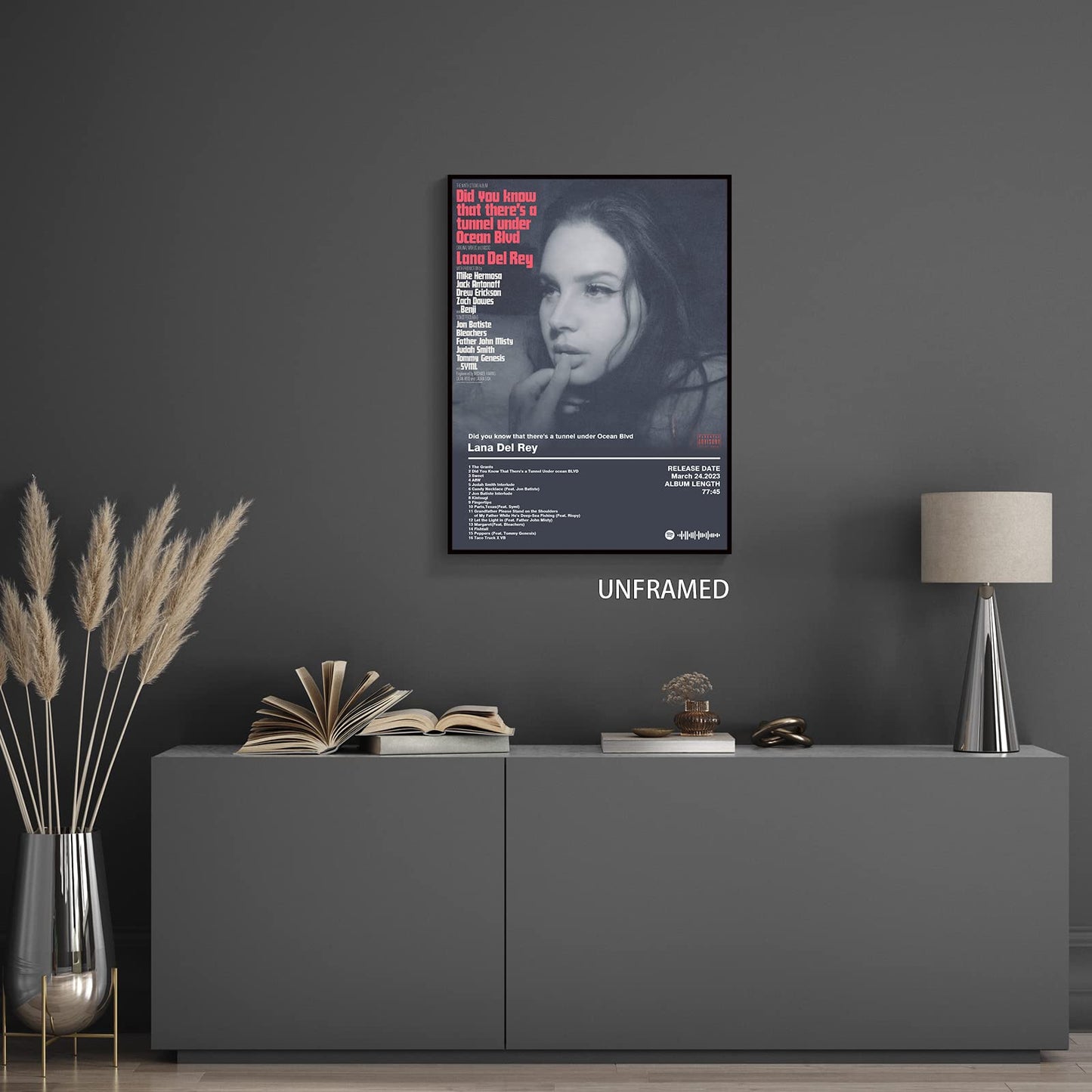 Lana Del Rey Music Posters for Room Aesthetic Did You Know Theres A Tunnel Vinyl Music Album Cover Canvas Wall Art Poster Black White Prints Painting Pop Retro Music Party Wall Decor 16x24in Unframed