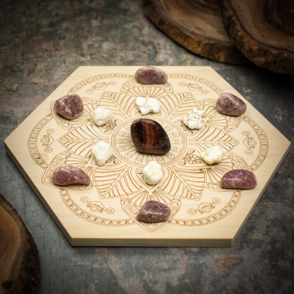 Boost Your Metabolism Mini Crystal Grid Set with Red Tiger Eye, Magnesite, and Pink Aventurine