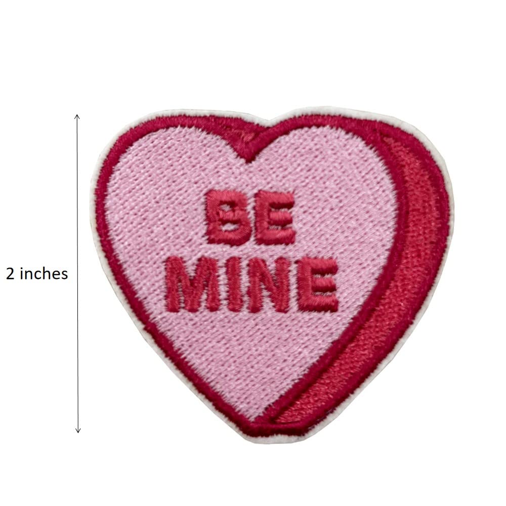 6 Pieces Pack Valentines Day Heart Patches, Self-adhesive Conversation Hearts Candy Embroidered Iron On Patches