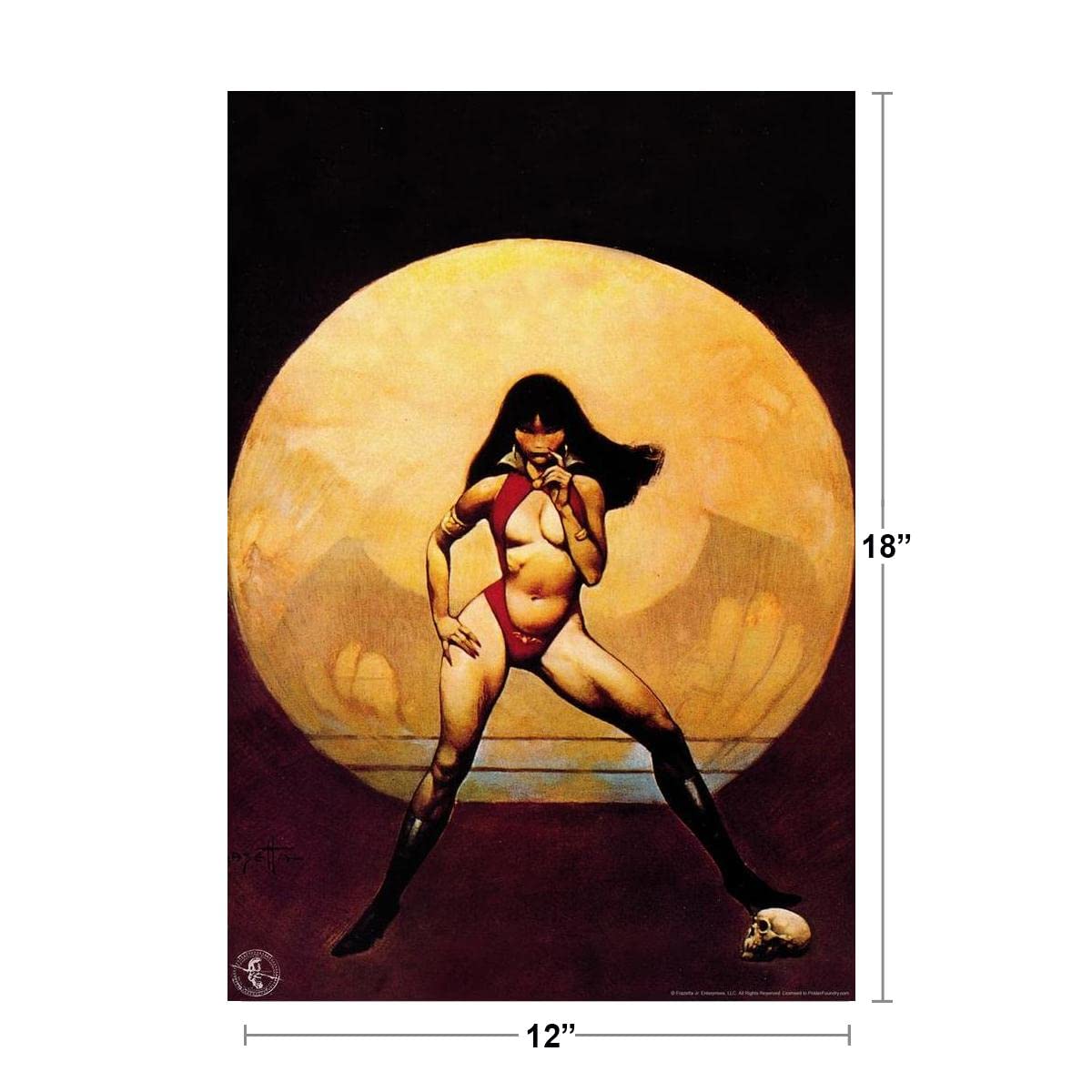 Original Vampire Mistress by Frank Frazetta Wall Art Gothic Fantasy Decor Frank Frazetta Artwork Scary Art Prints Battle Poster Frazetta Illustration Woman Skull Cool Wall Decor Art Print Poster 12x18