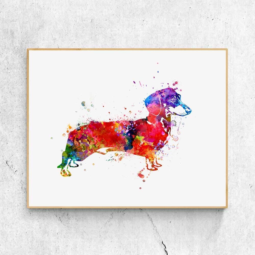 ZLKAPT Dachshund Dog Watercolor Art Painting Kids Wall Art Inspiration Sausage Dog Prints Poster Nursery Pet Decor 8x10 Inches No Frame