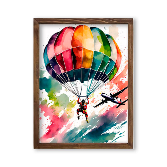Sky Diving Watercolor Poster Sky Diver Art Extreme Sports Print Parachuting Sports Decor Adrenaline Wall Decor Sky Fly Wall Art Great Gift for Sky Diver 8x10 inc. Unframed Print