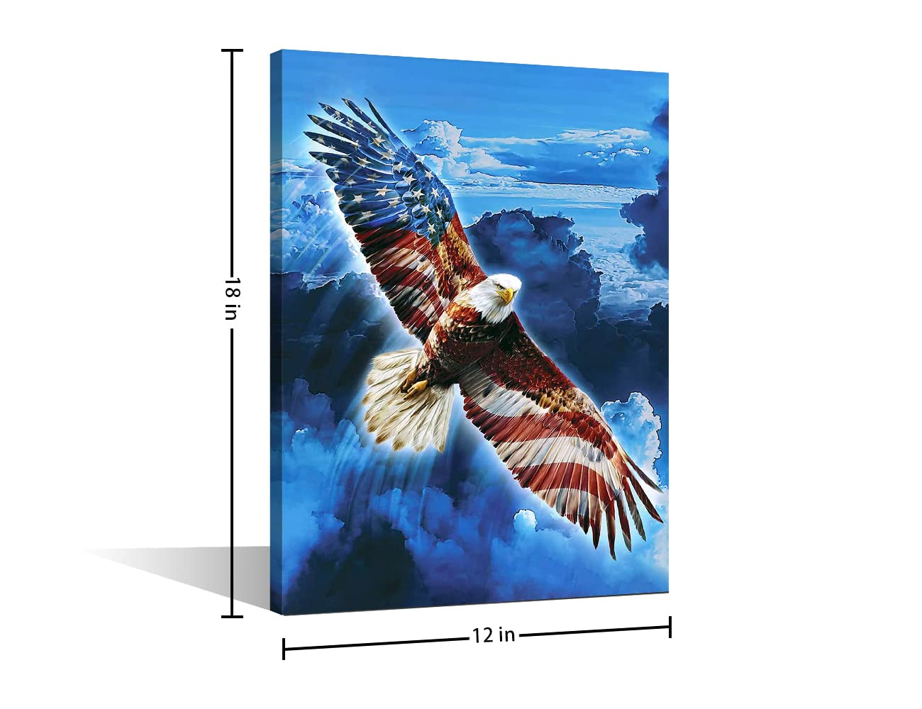 TUMOVO Wall Art Canvas Prints - The Eagle Spreads Its Wings to Fly Painting American Flag Patriotic Poster| Modern Wall Decor|Home Decoration Stretched Gallery Wrap Framed Ready to Hang, 12" Wx18 H