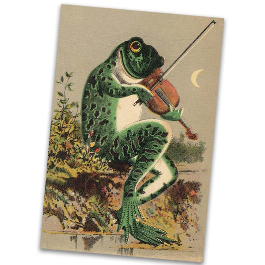 DQYZNYC Vintage Wall Art Frog Poster Canvas Wall Art Aesthetic Frog Banjo Poster Frog Bathroom Decor Frog Picture Print for Bedroom Dorm Living Room Décor (12x18in-C,Unframed)