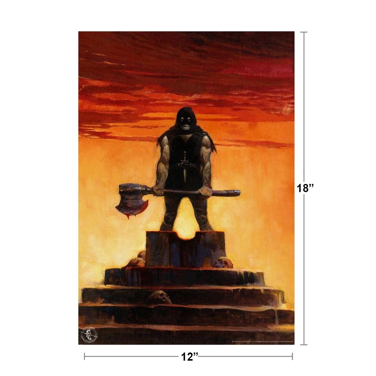 The Executioner by Frank Frazetta Wall Art Gothic Fantasy Decor Frank Frazetta Artwork Scary Art Prints Horror Battle Posters Frazetta Illustration Death War Cool Wall Decor Art Print Poster 12x18