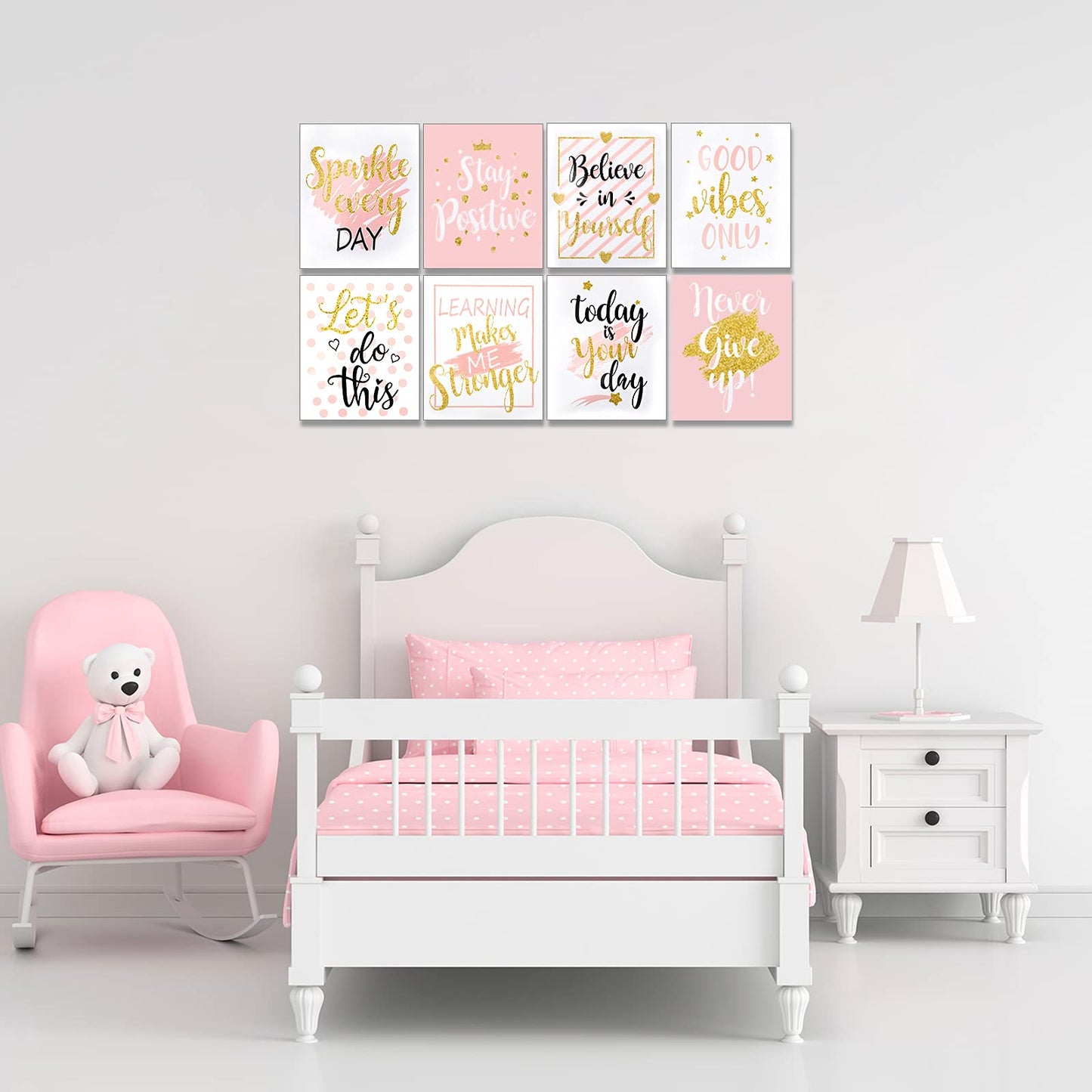 8 Pieces Motivational Wall Decor Girl Room Inspirational Posters Teen Girls Room Girls Room Wall Decor Motivational Prints for Women Inspirational Posters for Girls Bedroom Classroom 8 x 10 Inch