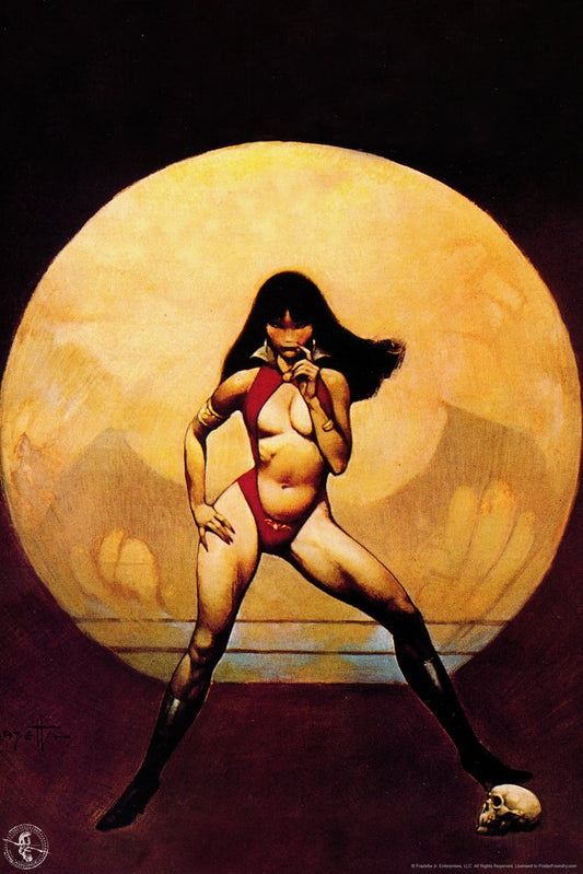 Original Vampire Mistress by Frank Frazetta Wall Art Gothic Fantasy Decor Frank Frazetta Artwork Scary Art Prints Battle Poster Frazetta Illustration Woman Skull Cool Wall Decor Art Print Poster 12x18