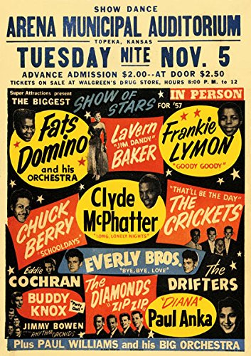 Affiche Prints RR17 Vintage Fats Domino Chuck Berry Everly Bro Rock & Roll Concert Gig Band Advertisement Poster Print - A3 (432 x 305mm) 16.5" x 11.7"