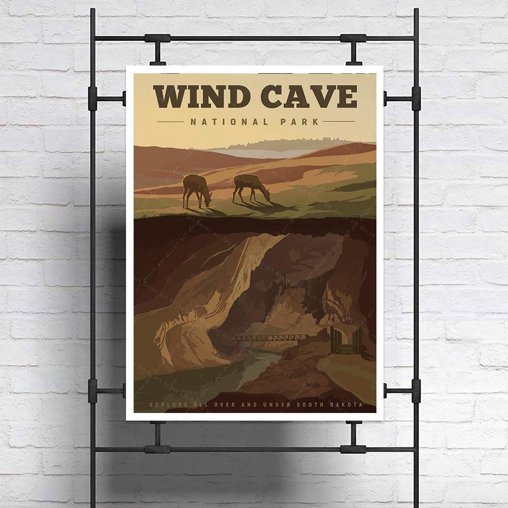 xtvin Wind Cave National Park America Vintage Travel Poster Art Print Painting Home Decoration Gift