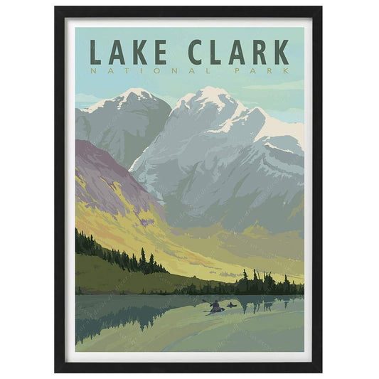 xtvin Lake Clark National Park America Vintage Travel Poster Art Print Canvas Painting Home Decoration Gift（12X18inch）