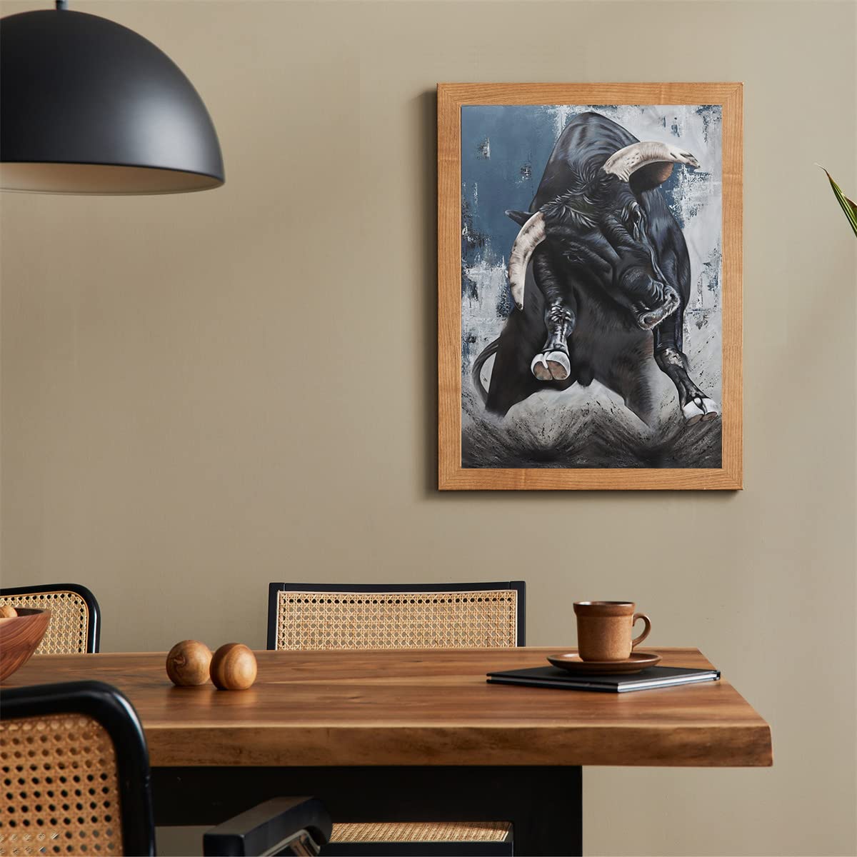 SIDMO bull painting cow paintings canvas wall art abstract animal black and gold poster highland print farmhouse artwork 12x18inch Unframed