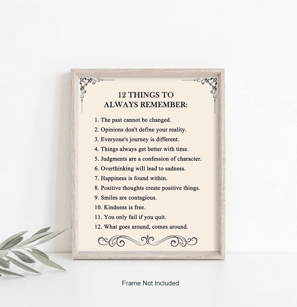 "12 Things to Always Remember"- Inspirational Wall Art- Positive Thinking Artwork Décor-Life Quotes Poster- Reminders UNFRAMED Print (8"x10")
