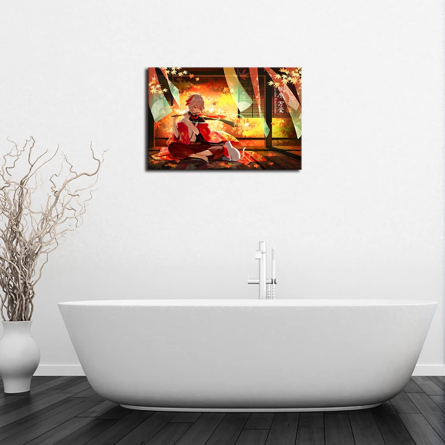 Genshin Impact Kaedehara Kazuha Wall Art Canvas Print Poster,Posters for Boys Room,Living Room Bedroom Bathroom Decor EMXEE (12x18 No Framed,B),White