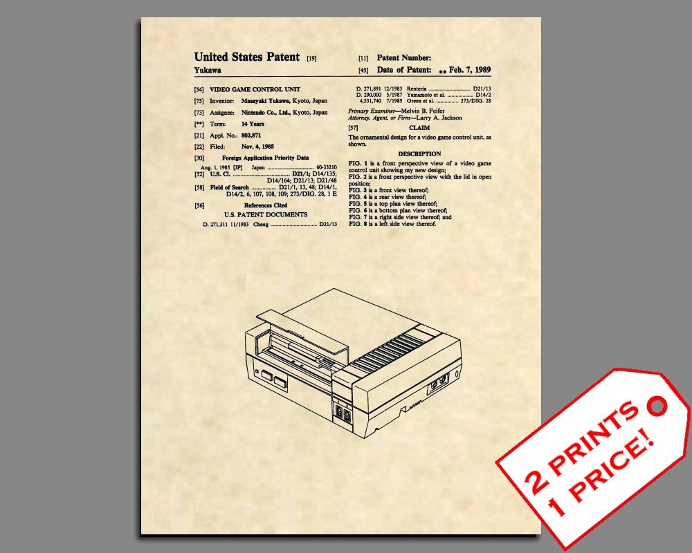 Patent Prints - Nintendo Console Patent Art - NES Game Room Art- Patent Art Poster (8.5 x 11) - 337