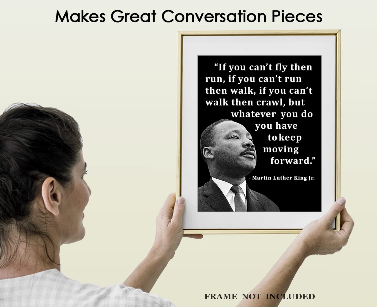 Inspirational Martin Luther King Poster: "If You Can't Fly Then Run" 8x10 Unframed Motivational Wall Art & Positive Affirmations Wall Decor for Teen, Girl, Boy - MLK Quotes Office Decor for Men, Women