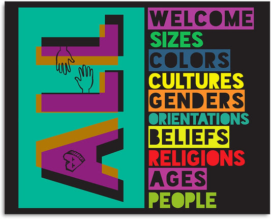 Govivo All Welcome Colors and Sizes - Diversity Posters for Classroom - Motivational Posters for Classroom - Diversity Wall Art - Diversity Wall Decor - Inclusive Wall Art - 10x8 unframed print