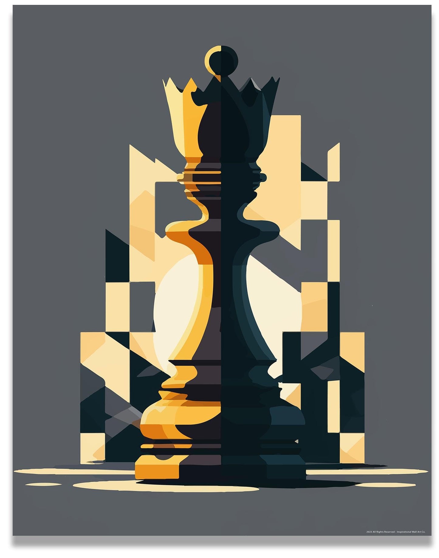 Inspirational Wall Art Co. - Win | Chess Piece Decor - Chess Poster - King and Queen Chess Art - Chess Board Decor - Chess Poster Print Artwork for Bedroom Office | 11x14 Inches Unframed