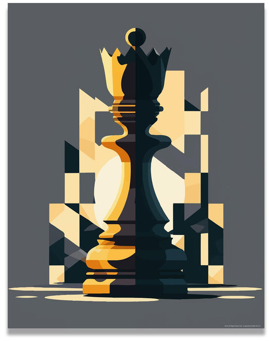 Inspirational Wall Art Co. - Win | Chess Piece Decor - Chess Poster - King and Queen Chess Art - Chess Board Decor - Chess Poster Print Artwork for Bedroom Office | 11x14 Inches Unframed