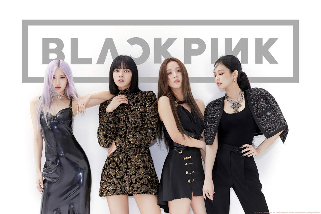 Blackpink Merchandise White Wall Group Photo Rose Lisa Jisoo Jennie Kpop Merch Kill This Love Album Cool Wall Decor Art Print Poster 12x18