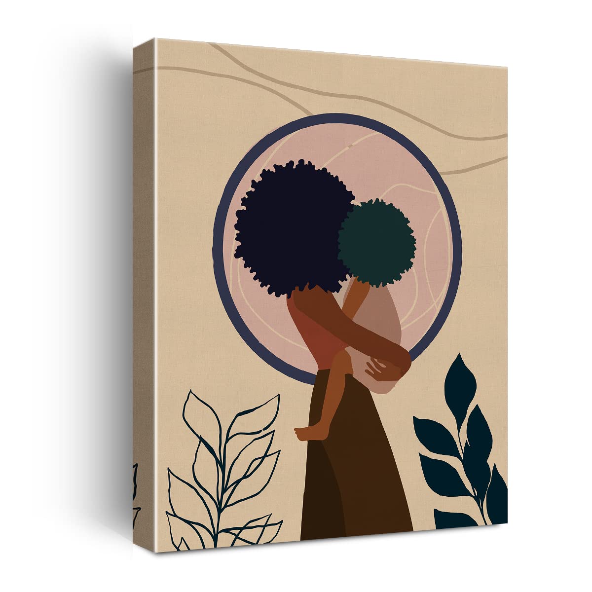 NISTOMISU African American Women Girl Canvas Prints Wall Decor Black Mother and Daughter Canvas Art Sign Canvas Poster Gifts for Home Bedroom Decor 11.5"x15"