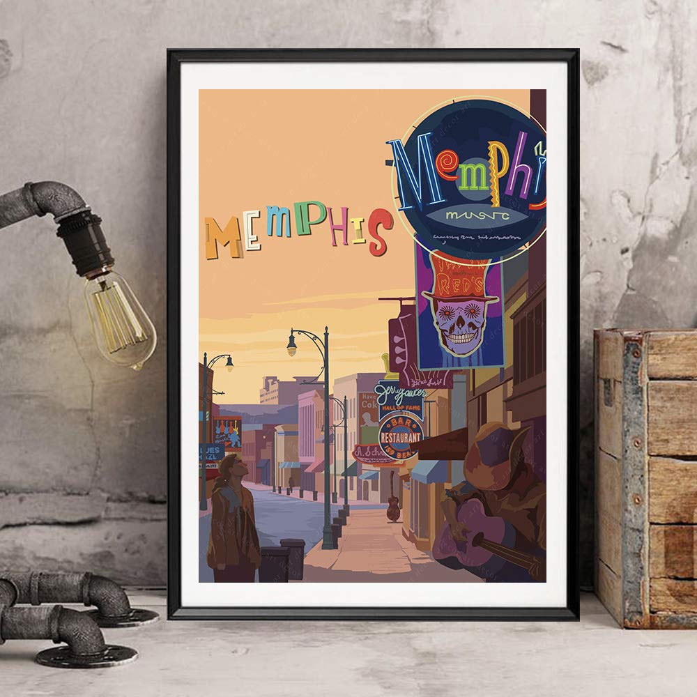 USA Memphis Beale Street America Vintage Travel Poster Art Print Painting Home Decoration Gift