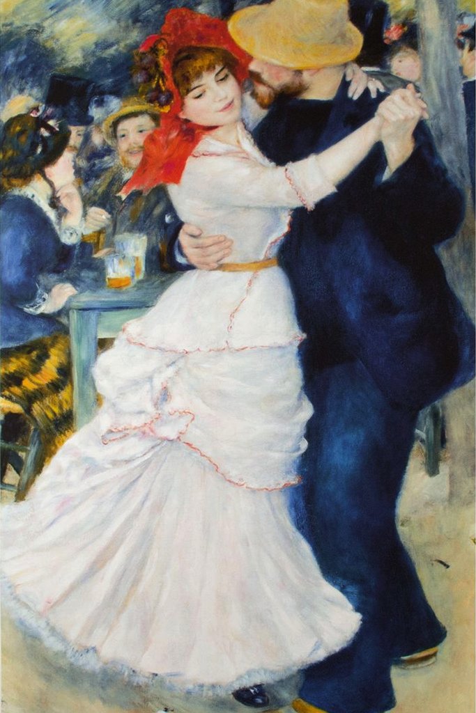 Pierre Auguste Renoir Dance at Bougival Realism Romantic Artwork Renoir Wall Art French Impressionist Art Posters Portrait Painting Wall Decor Posters Cool Wall Decor Art Print Poster 12x18