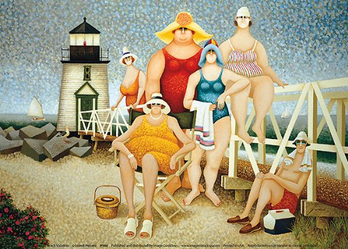 Picture Peddler Beach Vacation by Lowell Herrero Animals Novelty Seaside Ocean Funny Humor Print Poster 7x5