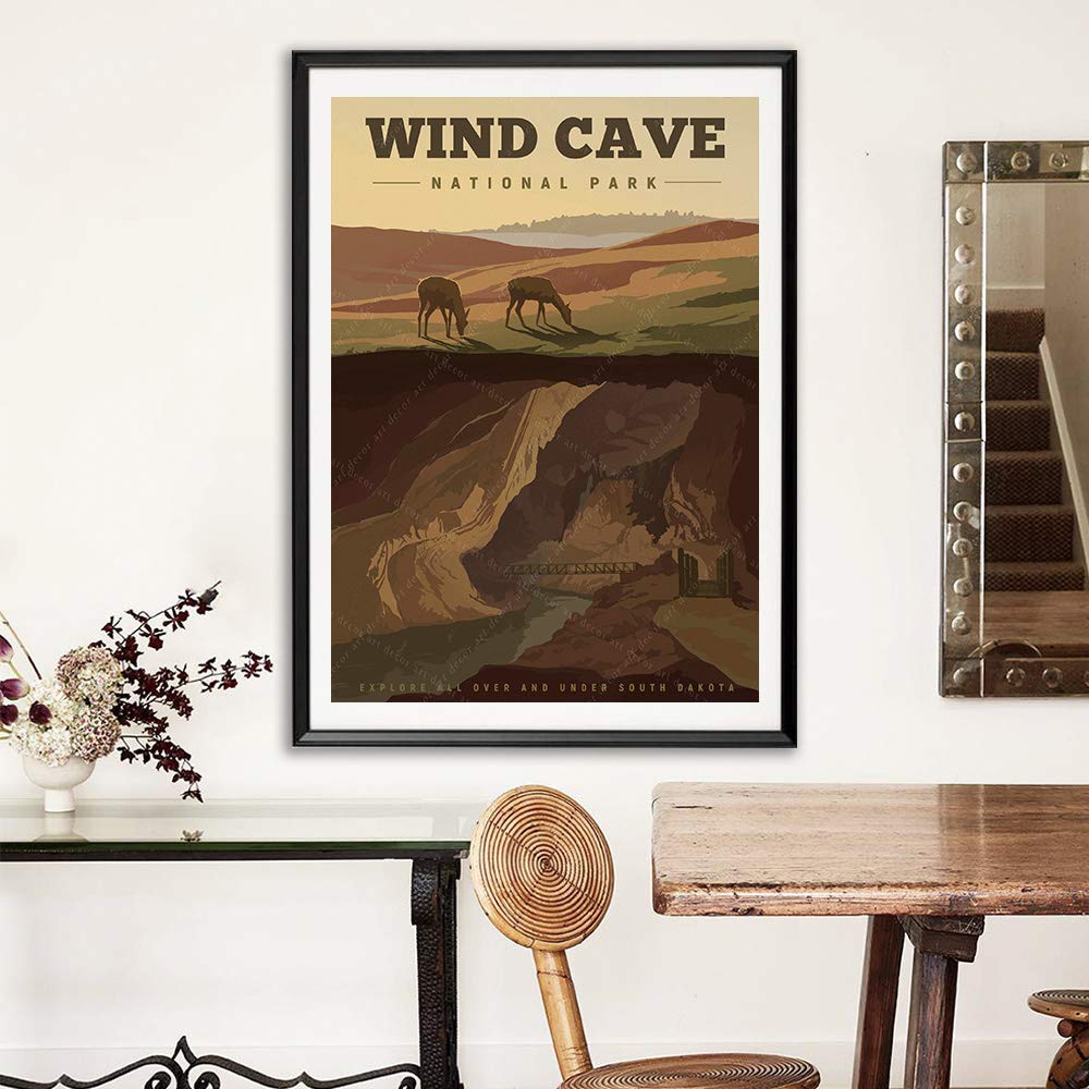 xtvin Wind Cave National Park America Vintage Travel Poster Art Print Painting Home Decoration Gift