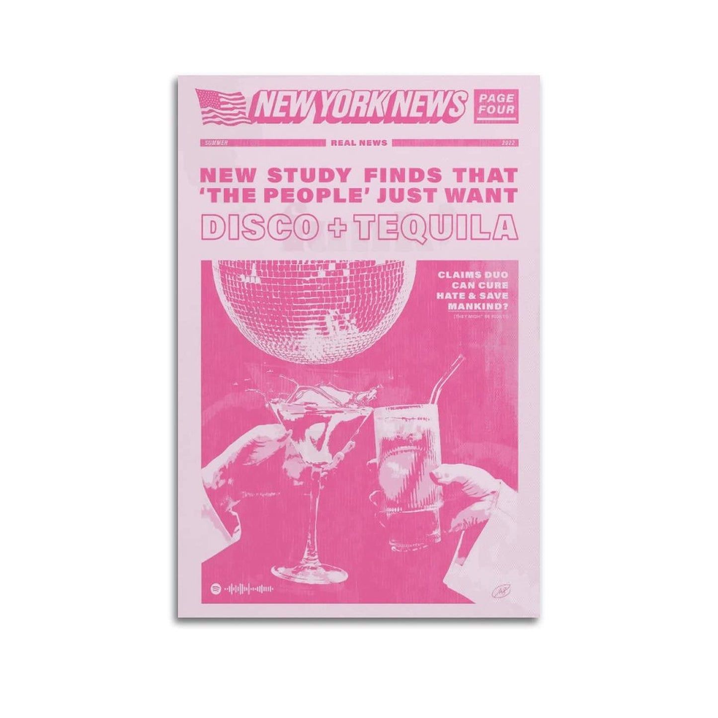 SUANA Disco Tequila Poster Posters for Room Aesthetic Pastel Room Decor Poster Decorative Painting Canvas Wall Art Living Room Posters Bedroom Painting 12x18inch(30x45cm)