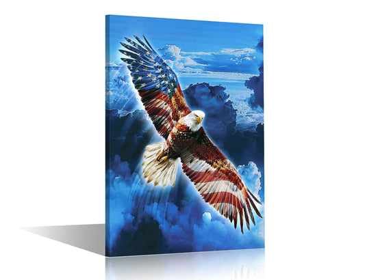 TUMOVO Wall Art Canvas Prints - The Eagle Spreads Its Wings to Fly Painting American Flag Patriotic Poster| Modern Wall Decor|Home Decoration Stretched Gallery Wrap Framed Ready to Hang, 12" Wx18 H