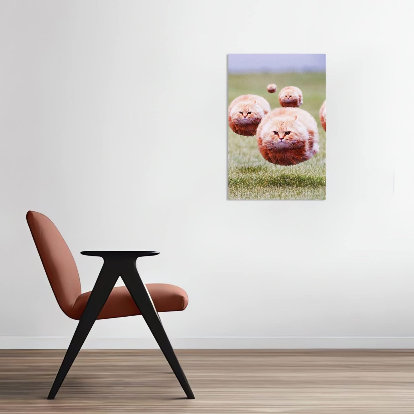 Ball Cat Poster, Funny Chubby Cat Art, Posters for Room Aesthetic,Cool Cat Wall Decor Poster & Prints Cute Home Wall Decor, College Dorm, Apartment, Girly, Kids Room Poster, 12x18 Inch (Unframed)