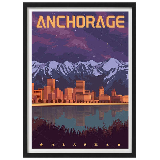 xtvin USA Alaska Anchorage America Vintage Travel Poster Art Print Canvas Painting Home Decoration Gift（12X18inch）