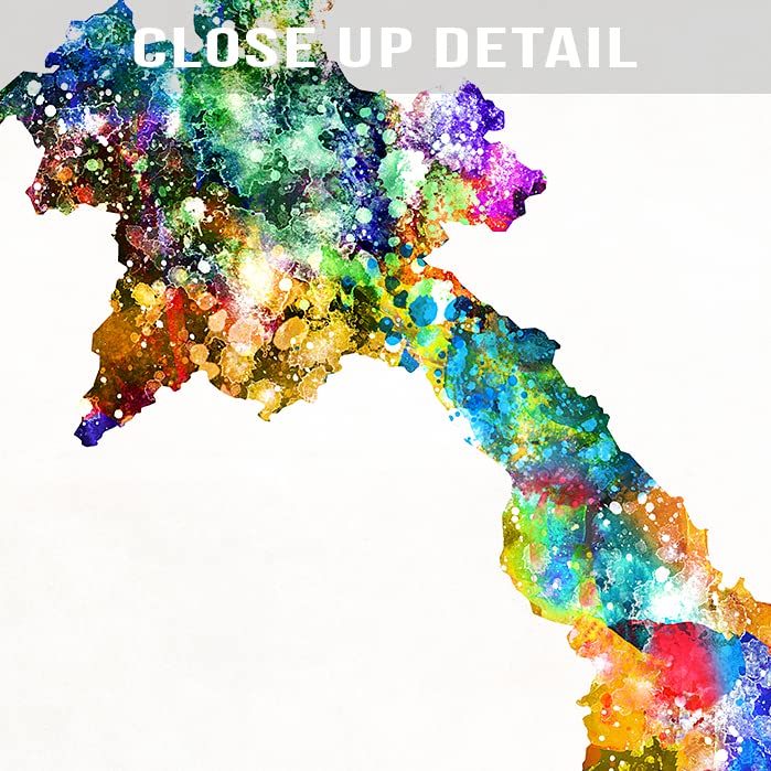 Laos Watercolor Map Wall Art Poster Home Decor Print Watercolour Artwork - Unframed