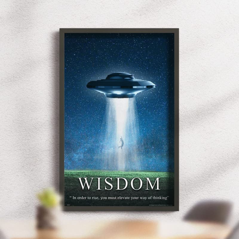 Inspirational Wall Art Co. - Wisdom - NASA Believe Aliens UFO Wall Decor Wisdom Motivational Quotes Posters - Poster Gift Print Bedroom Home Decor - 11X17 inches