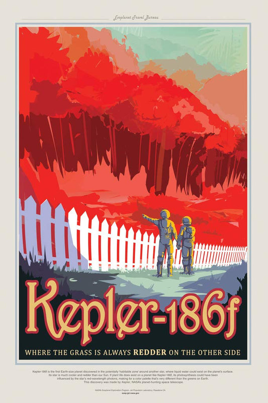 Kepler 186f NASA Space Travel Fantasy Outer Space Galaxy Colonize Mars Moon Planets Cool Wall Decor Art Print Poster 12x18