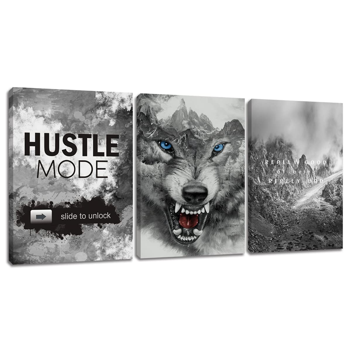 Azrosap 3 Panels Wall Decor Inspirational Canvas Wall Art Motivational Canvas Painting Prints Entrepreneur Quote for Living Room Office Bedroom Home Decor Framed Ready to Hang - 36”Wx16”H