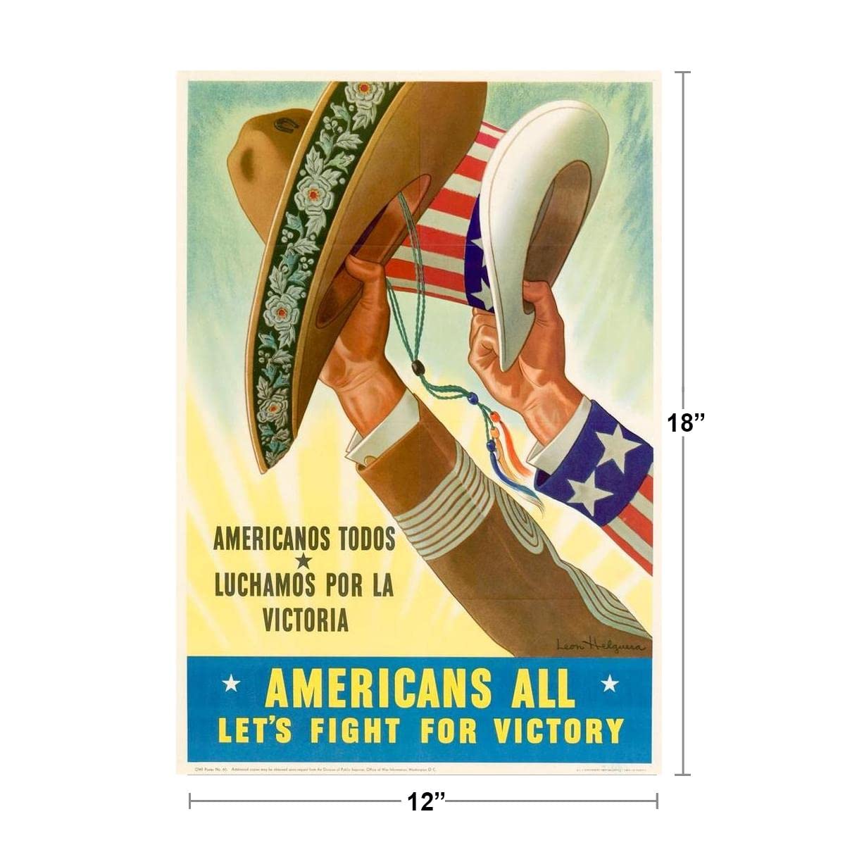 Americans All Lets Fight For Victory Americanos Todos World War II Propaganda WPA Cool Wall Decor Art Print Poster 12x18