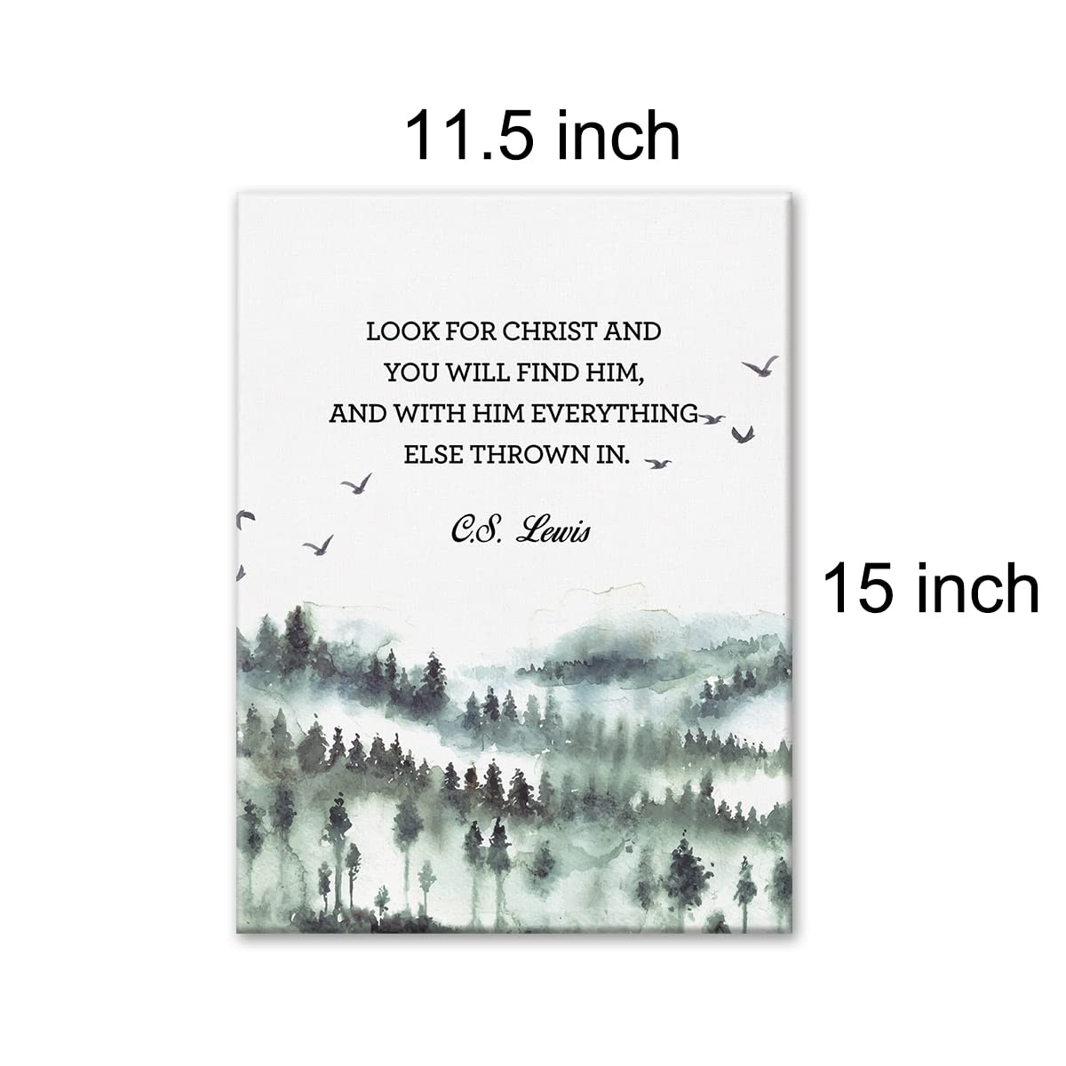 LEXSIVO Watercolor Christian Print Canvas Wall Art Home Decor Look for Christ and You will Find Him Painting 12x15 Canvas Poster Framed Ready to Hang