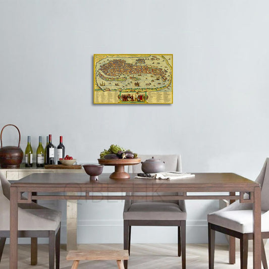 Retro Vintage Venice Old Map of Italy Posters Prints Reproductions Home Wall Decor Art Popular Old-Fashioned Executive Style 5635 (13.78" x 22.05")