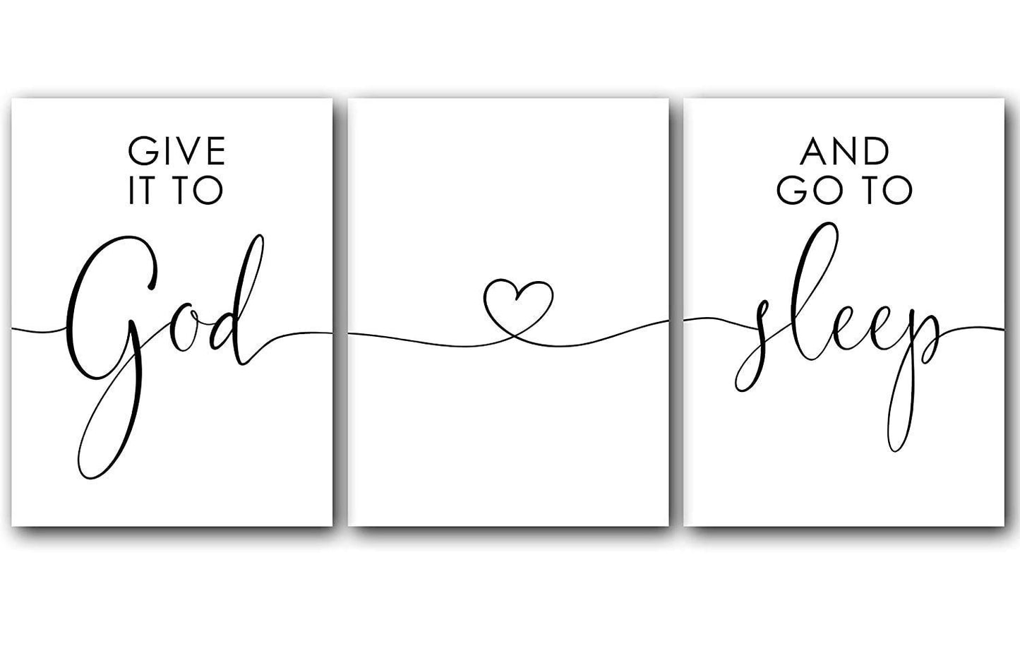 Give it to God and Go to Sleep 8 x 10 Inches Set of 3 Poster Print Home Christian Wall Art Decor Unframed