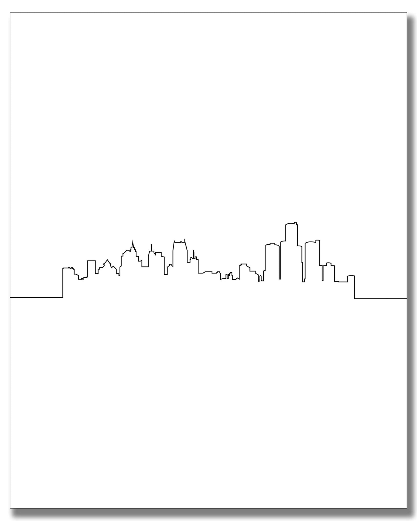 Detroit City Skyline Wall Décor Prints - Set of 2 (8x10) Art Photos - Typography Minimalist Poster