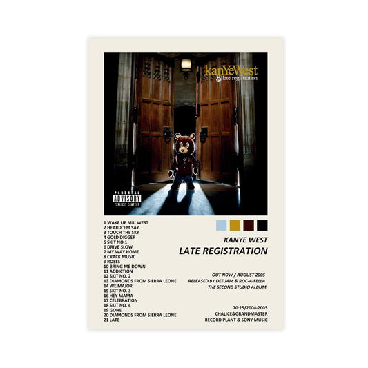 Kanye Poster West Late Registration Music Album Cover Poster Canvas Poster Wall Art Decor Print Picture Paintings for Living Room Bedroom Decoration Unframe:12x18inch(30x45cm)