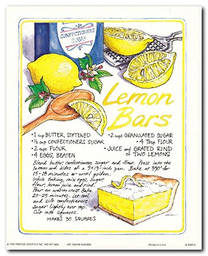 Homemade Lemon Bars Recipe Kitchen Wall Decor Art Print Poster (8x10)