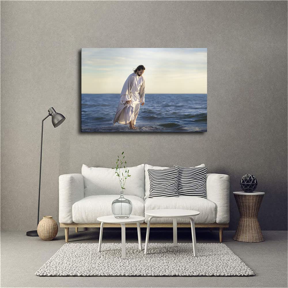 Jesus Christ Walking on Water Poster Picture Canvas Wall Art Print Christianity Jesus Poster Home Room Decor -693 (8x12inch-NoFramed)