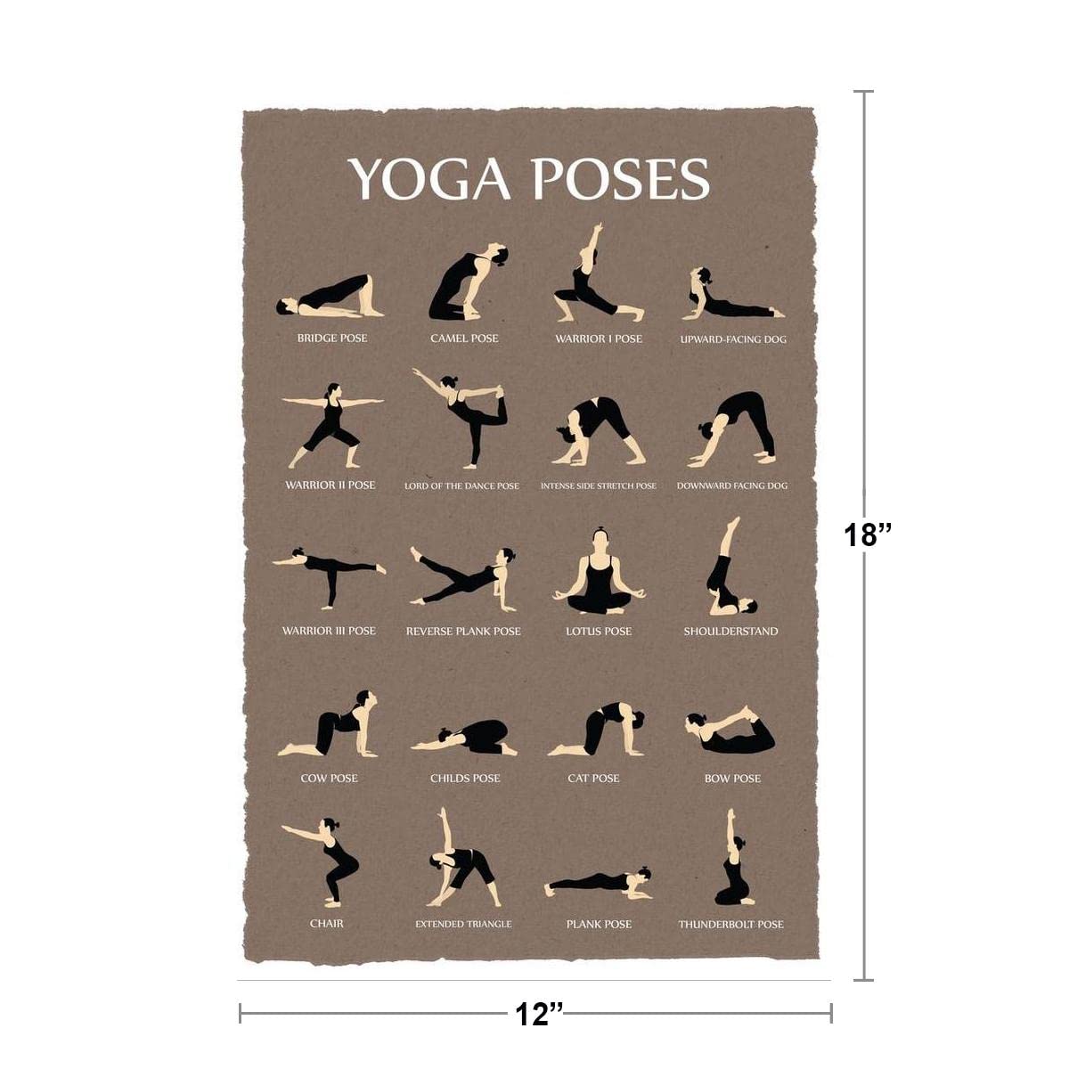 Yoga Poses Reference Chart Studio Gray Cool Wall Decor Art Print Poster 12x18