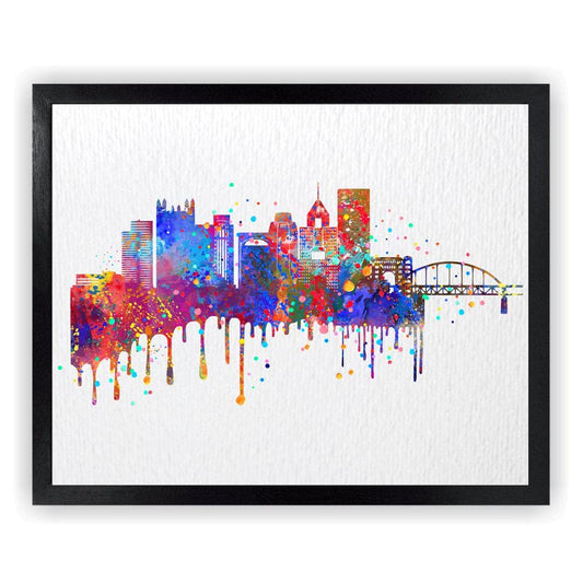 Dignovel Studios 8X10 Unframed Pittsburgh Skyline City Pennsylvania United States Cityscape Landmark Attraction Hometown Watercolor Art Print Poster Wall Art Nursery Kids Office Home Decor DN591