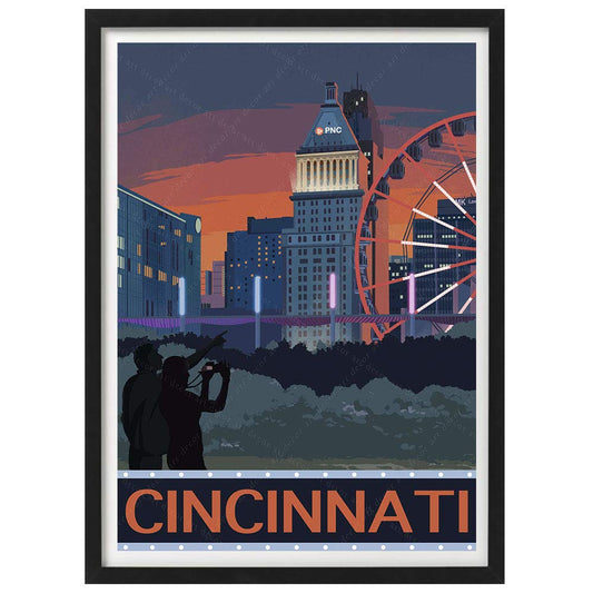 xtvin USA Cincinnati Ohio America Vintage Travel Poster Art Print Canvas Painting Home Decoration Gift (12X18 inch)