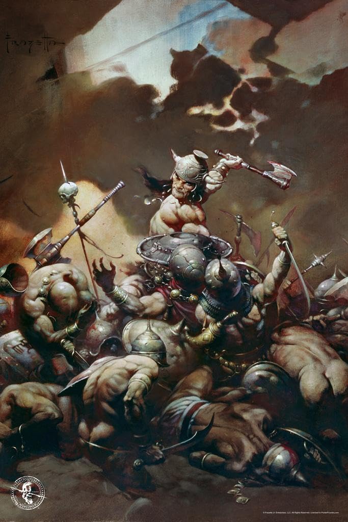 The Destroyer by Frank Frazetta Wall Art Gothic Fantasy Decor Frank Frazetta Artwork Scary Art Prints Horror Battle Posters Frazetta Illustration Death War Gore Cool Wall Decor Art Print Poster 12x18